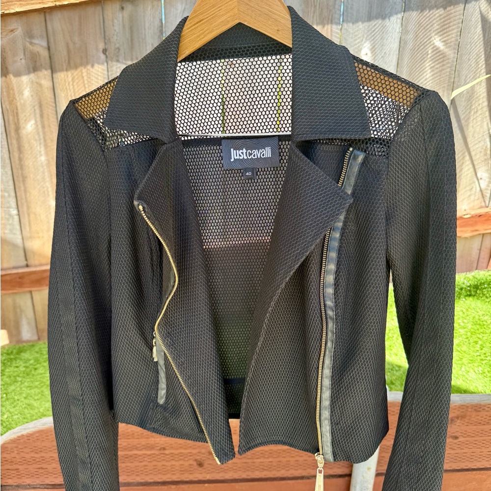 Just Cavalli Black Mesh Women's Blazer